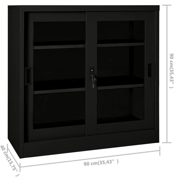 Czarna szafka z półkami na dokumenty L3-D21