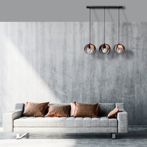 Lampa wisząca potrójna na listwie MOONLIGHT W-L 1888/3 BK+BR