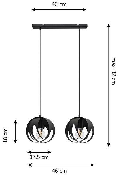 Lampa wisząca na listwie MOONLIGHT W-L 1888/2 BK