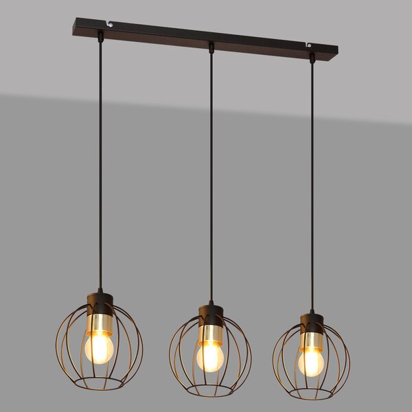Lampa wisząca potrójna na listwie STARLIGHT W-L 1399/3 BK+GO