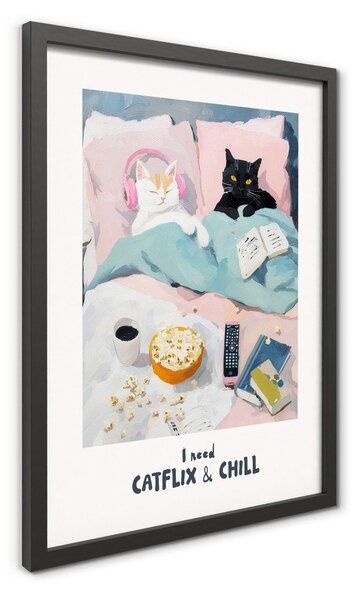 Obraz drukowany z ramą w zestawie 30x40 cm Catflix – Styler
