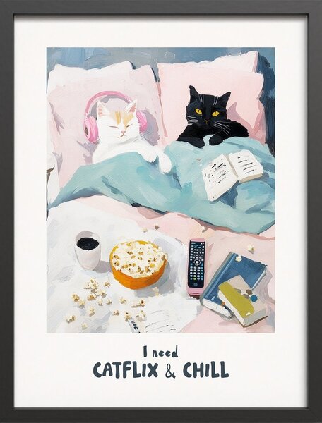 Obraz drukowany z ramą w zestawie 30x40 cm Catflix – Styler
