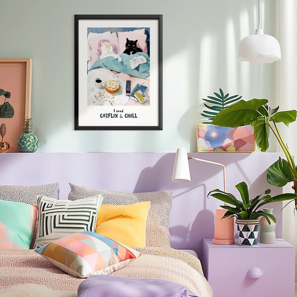 Obraz drukowany z ramą w zestawie 30x40 cm Catflix – Styler