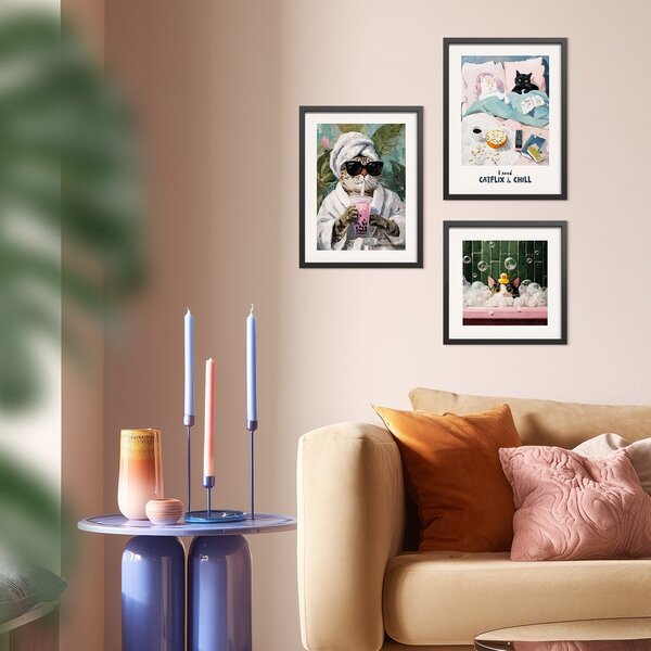 Obraz drukowany z ramą w zestawie 30x40 cm Catflix – Styler