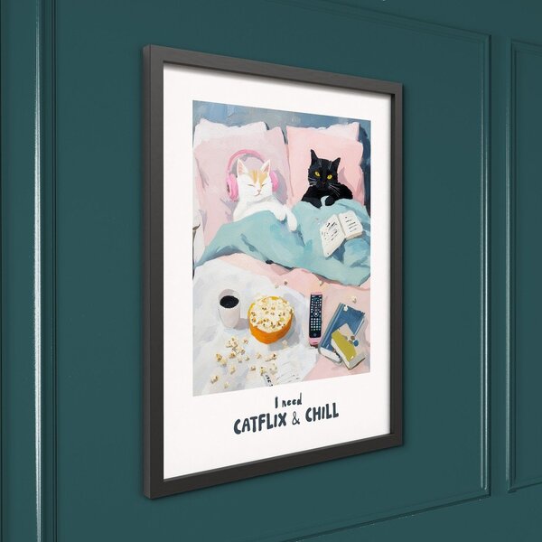 Obraz drukowany z ramą w zestawie 30x40 cm Catflix – Styler