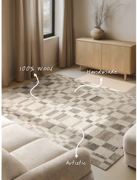 Kremowy wełniany dywan tkany ręcznie 200x300 cm Boho 1.0 Structa – Vikosa