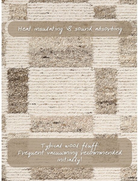 Kremowy wełniany dywan tkany ręcznie 200x300 cm Boho 1.0 Structa – Vikosa