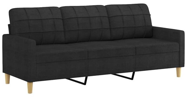 Sofa 3-osobowa, czarna, 180 cm, tapicerowana tkaninÄ