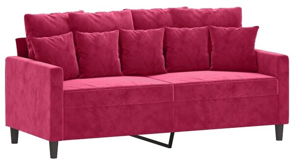 Sofa 2-osobowa, winna czerwieÅ, 140 cm, tapicerowana aksamitem