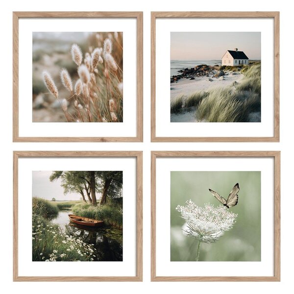 Obrazy zestaw 4 szt. drukowane z ramą w zestawie 30x30 cm Subtle Nature – Styler