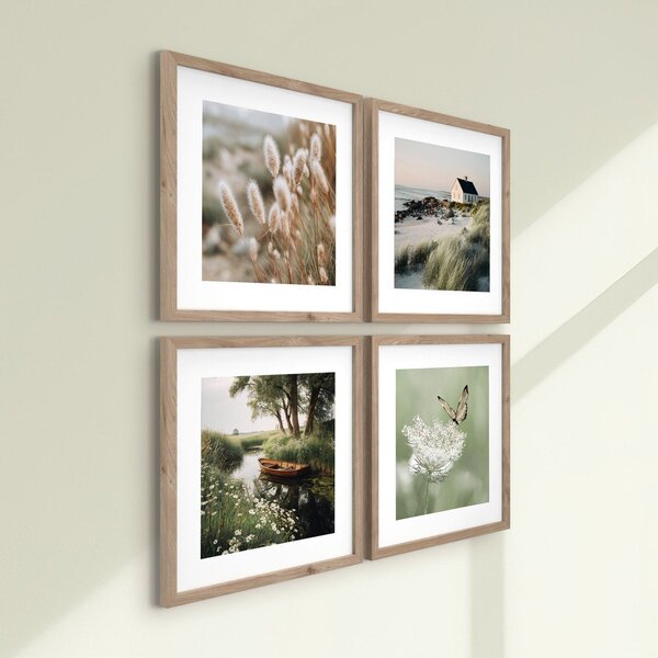 Obrazy zestaw 4 szt. drukowane z ramą w zestawie 30x30 cm Subtle Nature – Styler