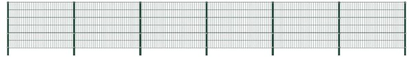 Panel ogrodzeniowy ze słupkami, żelazny, 10,2 x 1,2 m, zielony