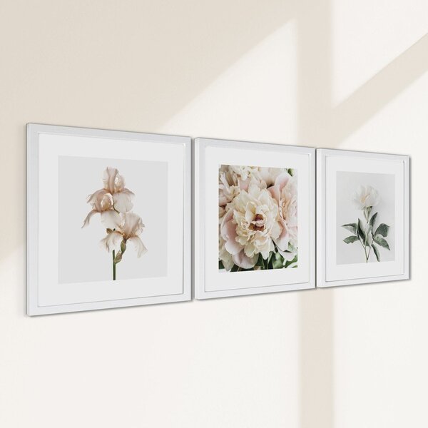 Obrazy zestaw 3 szt. drukowane z ramą w zestawie 30x30 cm Posy – Styler