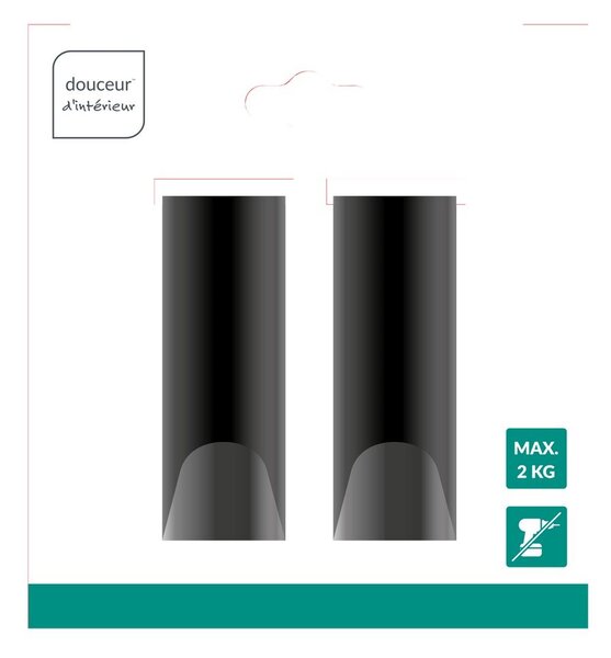 Wiszące metalowe haczyki w kolorze matowej czerni zestaw 2 szt. Fixeo – douceur d'intérieur
