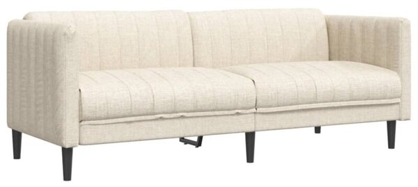 Sofa 3-osobowa, kremowa, tapicerowana tkaninÄ