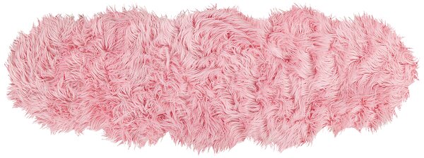 Sztuczna skóra owcza glamour różowa futro akrylowe włochacz 180x60 cm Mamungari Beliani