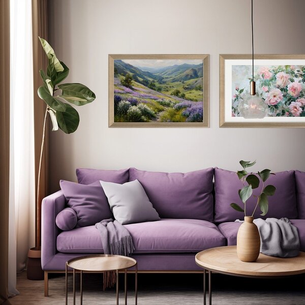 Obraz drukowany z ramą w zestawie 75x56 cm Violet Hills – Styler