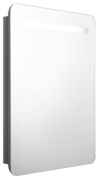 Szafka łazienkowa z lustrem, LED, szara z połyskiem 60x11x80 cm