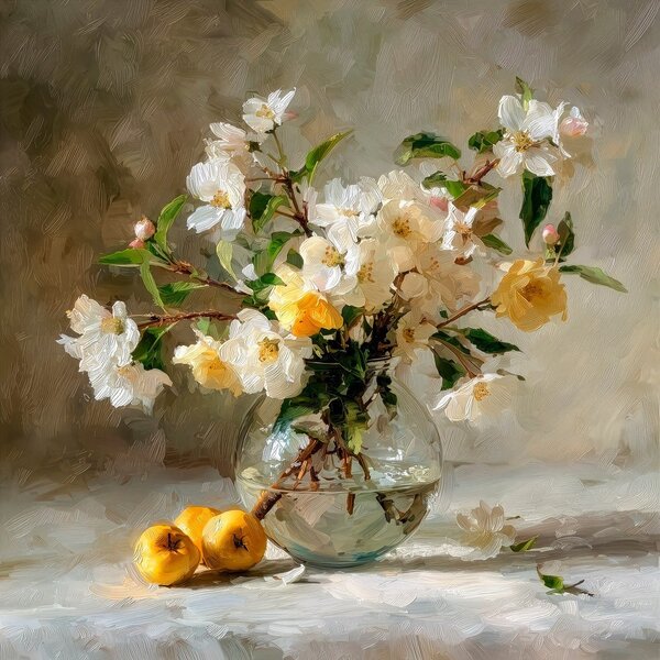 Obraz drukowany z ramą w zestawie 70x70 cm Apple Flowers – Styler