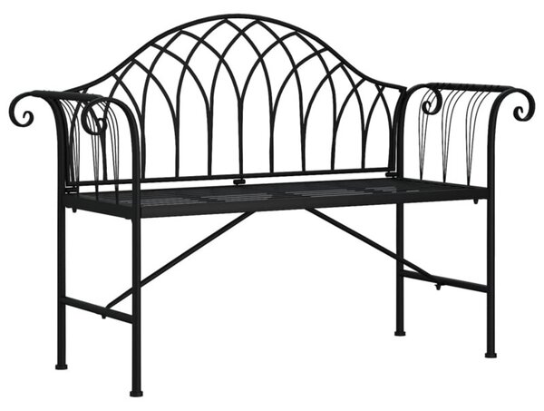 Ławka ogrodowa dla 2 osób, 128 cm, czarna, stalowa