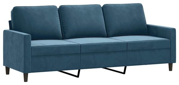 Sofa 3-osobowa, niebieski, 180 cm, tapicerowana aksamitem
