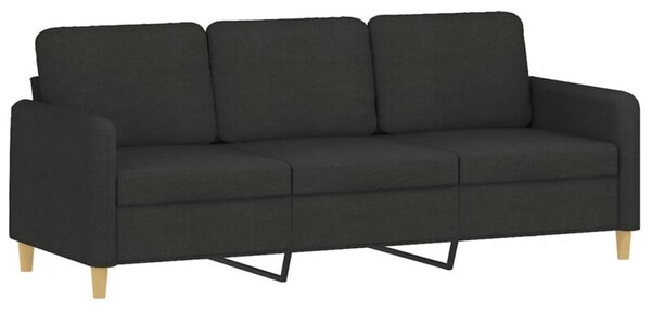 Sofa 3-osobowa, czarna, 180 cm, tapicerowana tkaninÄ