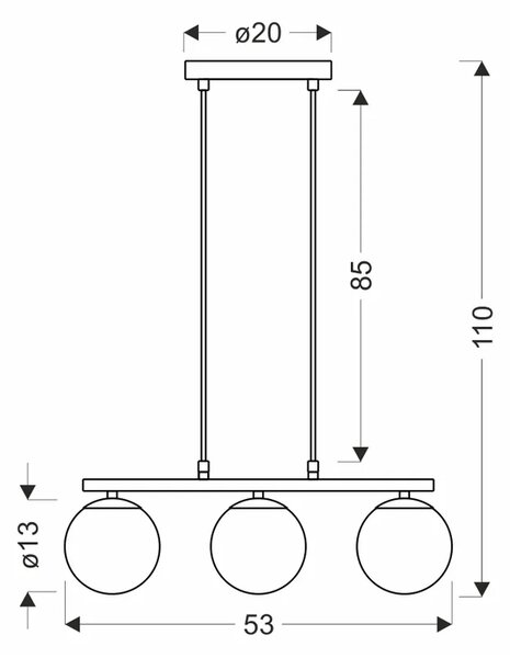 Stylowa lampa z 3 kloszami w stylu glamour - M073 E3-C62