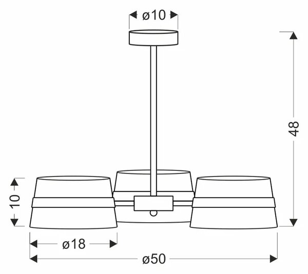 Czarna lampa sufitowa z 3 kloszami - M075 K0-A49