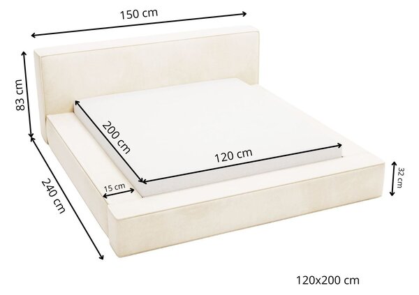 Łóżko tapicerowane z pojemnikiem i stelażem 120x200 Mali Jasnoszare