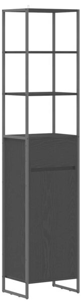 Industrialna szafka łazienkowa z materiału drewnopochodnego w kolorze czarnego dębu, 40 x 30 x 180 cm