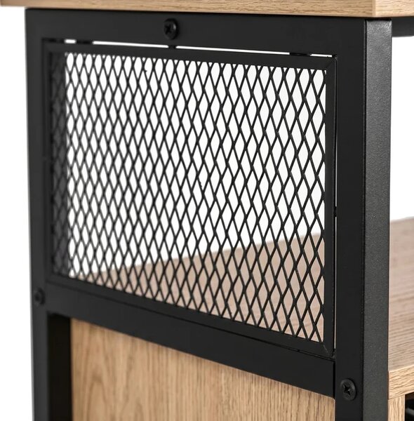 Komoda ARLO 100 cm z Półkami Dąb/Czarny Loftowa