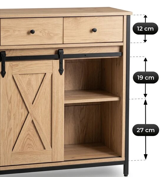 Komoda z Szufladami COLE 70 cm Dąb/Czarny Loftowa