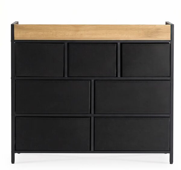 Komoda z Szufladami HUDSON 98 cm Dąb/Czarny Loftowa