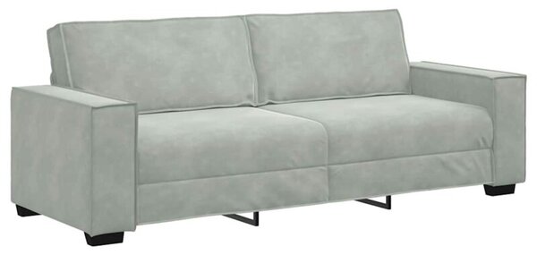 Sofa 3-osobowa, jasnoszara, 180 cm, tapicerowana aksamitem