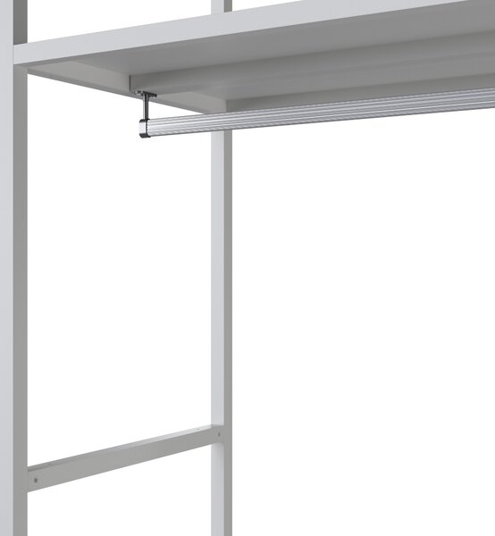 Regał biurowy otwarty z drążkiem na ubrania, do recepcji i poczekalni, metalowy, biały, 800x2200x400 mm: ARIEL