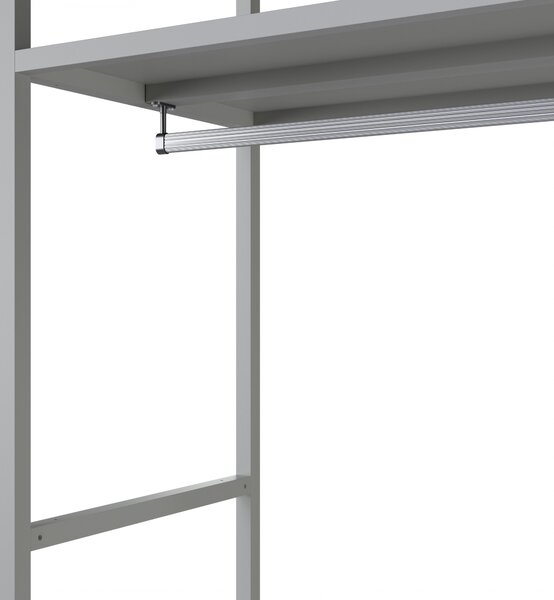 Regał biurowy otwarty z drążkiem na ubrania, do recepcji i poczekalni, metalowy, szary, 800x2200x400 mm: ARIEL
