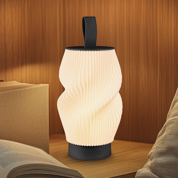 Briloner Lampa stołowa LED z akumulatorem Brilo unplugged Tubi, czarno-biała, IP44 możliwość ściemniania, czarny, sypialnia, tworzywo sztuczne, nowoczesny