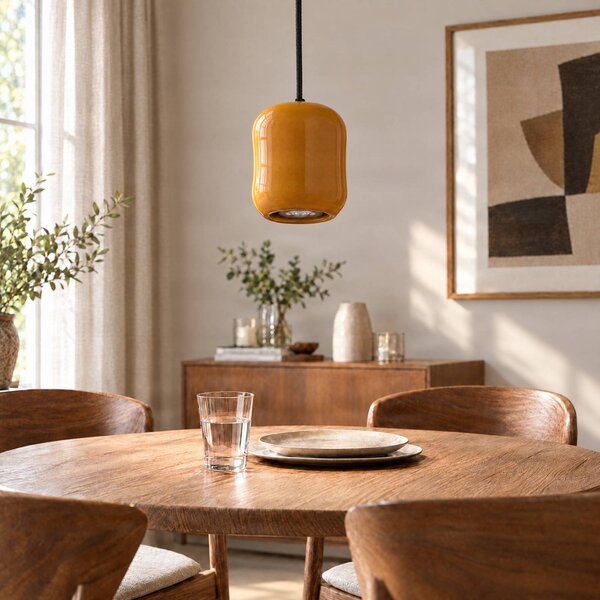 Lampa wisząca Ceramic Barell SIGMA, żółty / pomarańczowy, salon / jadalnia, ceramika