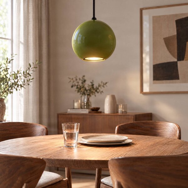 Lampa wisząca Ceramic Ball SIGMA, zielony, salon / jadalnia, ceramika