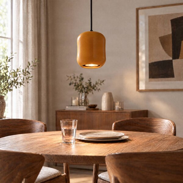 Lampa wisząca Ceramic Barell SIGMA, żółty / pomarańczowy, salon / jadalnia, ceramika