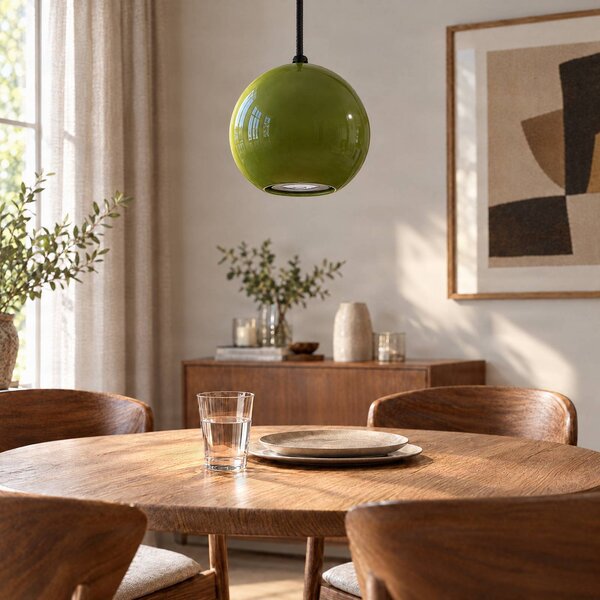 Lampa wisząca Ceramic Ball SIGMA, zielony, salon / jadalnia, ceramika