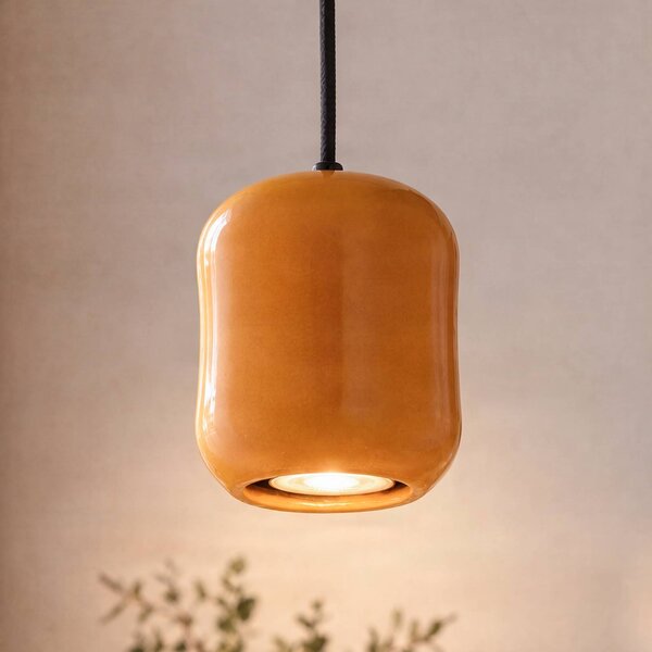 Lampa wisząca Ceramic Barell SIGMA, żółty / pomarańczowy, salon / jadalnia, ceramika