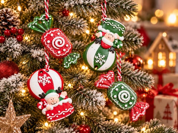 Zestaw 4 szt. ozdób świątecznych CANDY ELF 6 cm