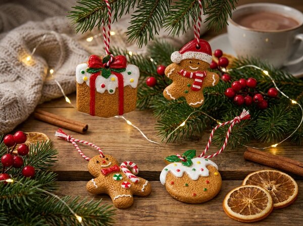 Zestaw 4 szt. ozdób świątecznych COOKIE CHRISTMAS 6 cm