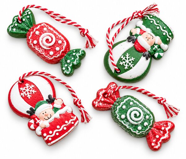 Zestaw 4 szt. ozdób świątecznych CANDY ELF 6 cm