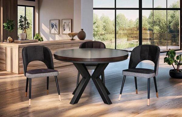 Stół okrągły rozkładany fi 120+ 2 x 40 cm + 4x KW112