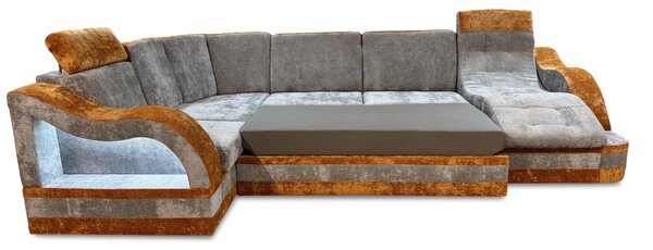 Narożnik MARCUS 220/350/155 cm Szezlong z Masażem + stolik TKANINA PREMIUM