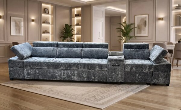 Kanapa Infinity III 4-osobowa z funkcją spania, relax i barkiem, Premium