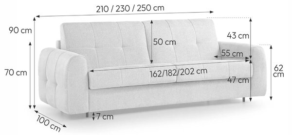 Sofa Peroni z Funkcją Spania i Materacem Włoski System Rozkładania 210 x 140 x 195 cm