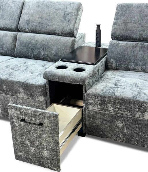 Kanapa Infinity III 4-osobowa z funkcją spania, relax i barkiem, Premium